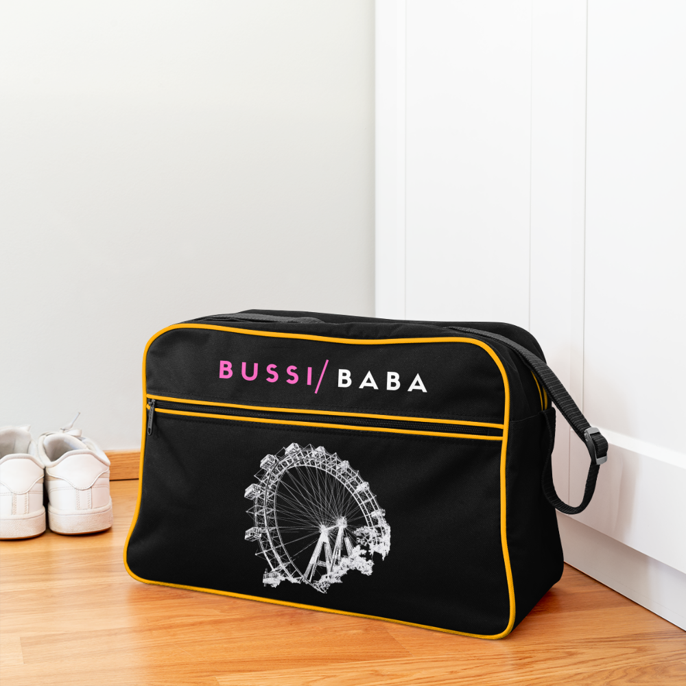 Bussi Baba pink - Wiener Riesenrad in weiß, Retro Tasche - Schwarz/Gold