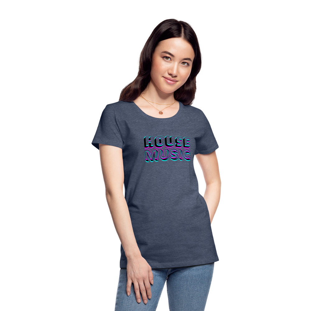 HOUSE MUSIC, Frauen Premium T-Shirt - Blau meliert