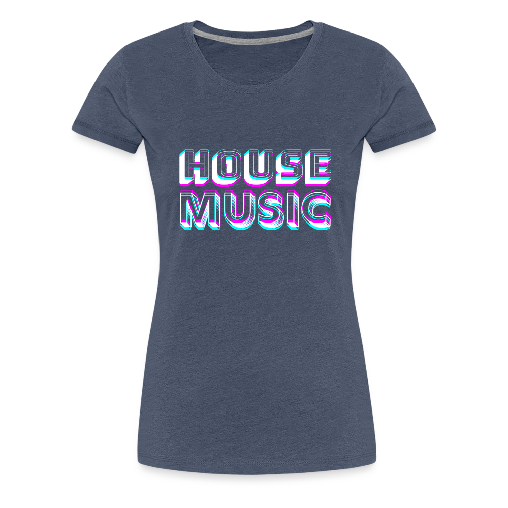 HOUSE MUSIC, Frauen Premium T-Shirt - Blau meliert