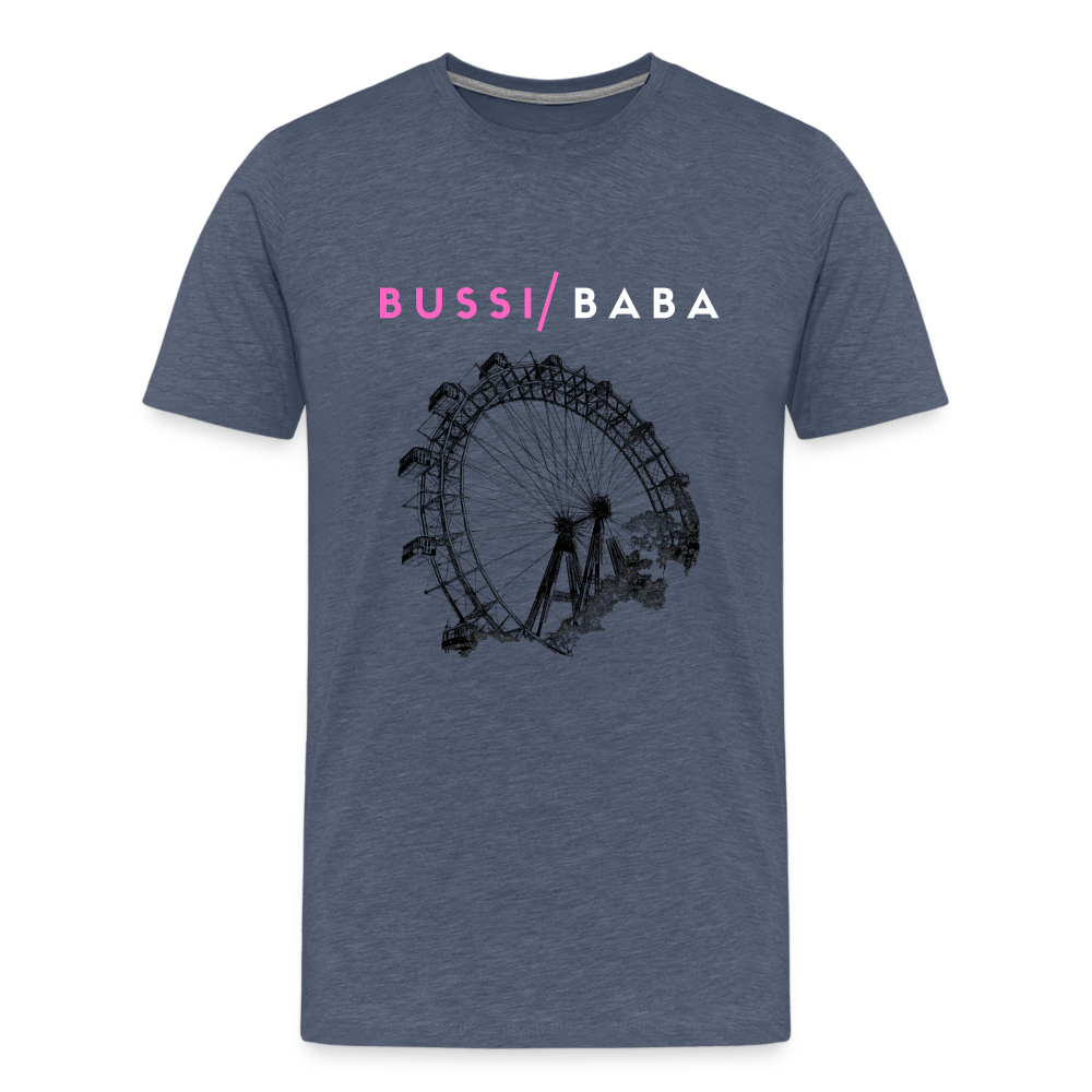 Bussi Baba pink - Wiener Riesenrad in schwarz, Männer Premium T-Shirt - Blau meliert