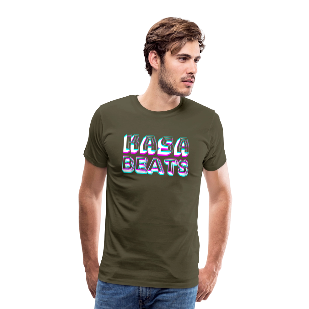 KASA BEATS, funky 3D letters, Men/ Männer Premium T-Shirt - Khaki