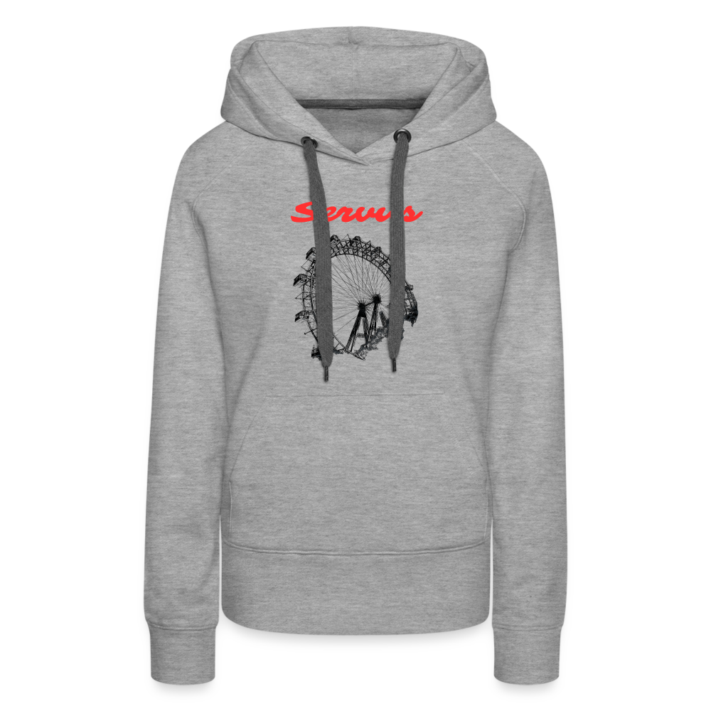 Servus (dt. Hallo) in rot & Wiener Riesenrad in schwarz, Frauen Premium Pullover - Grau meliert