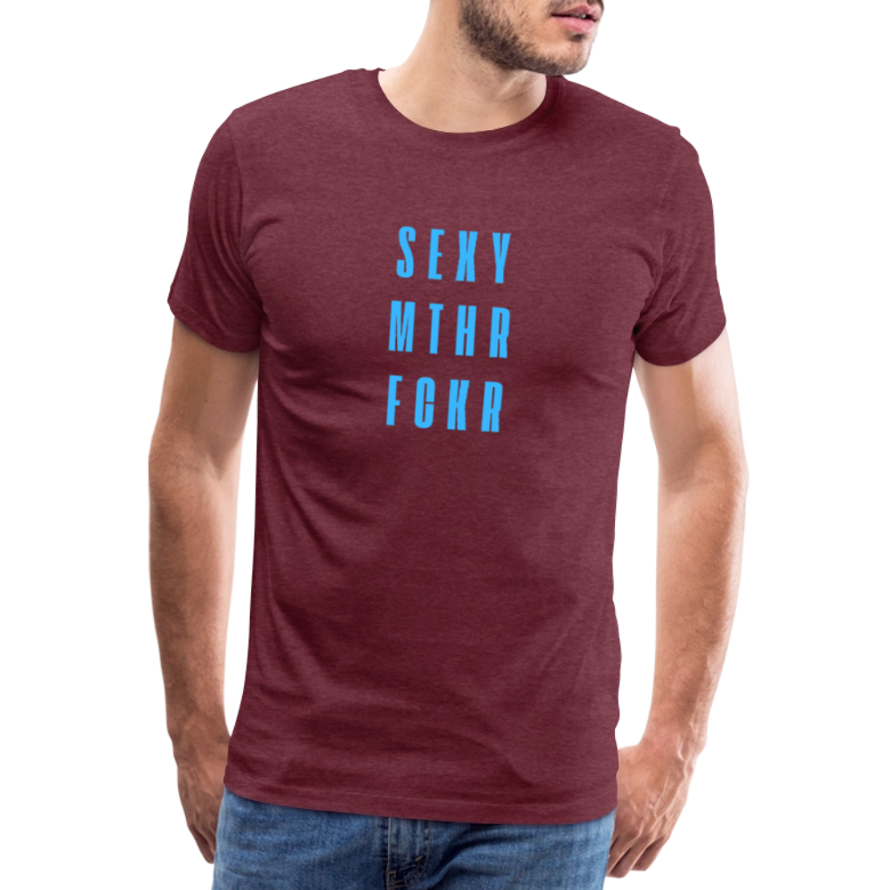 SEXY MTHR FCKR light blue, Männer Premium T-Shirt - Bordeauxrot meliert