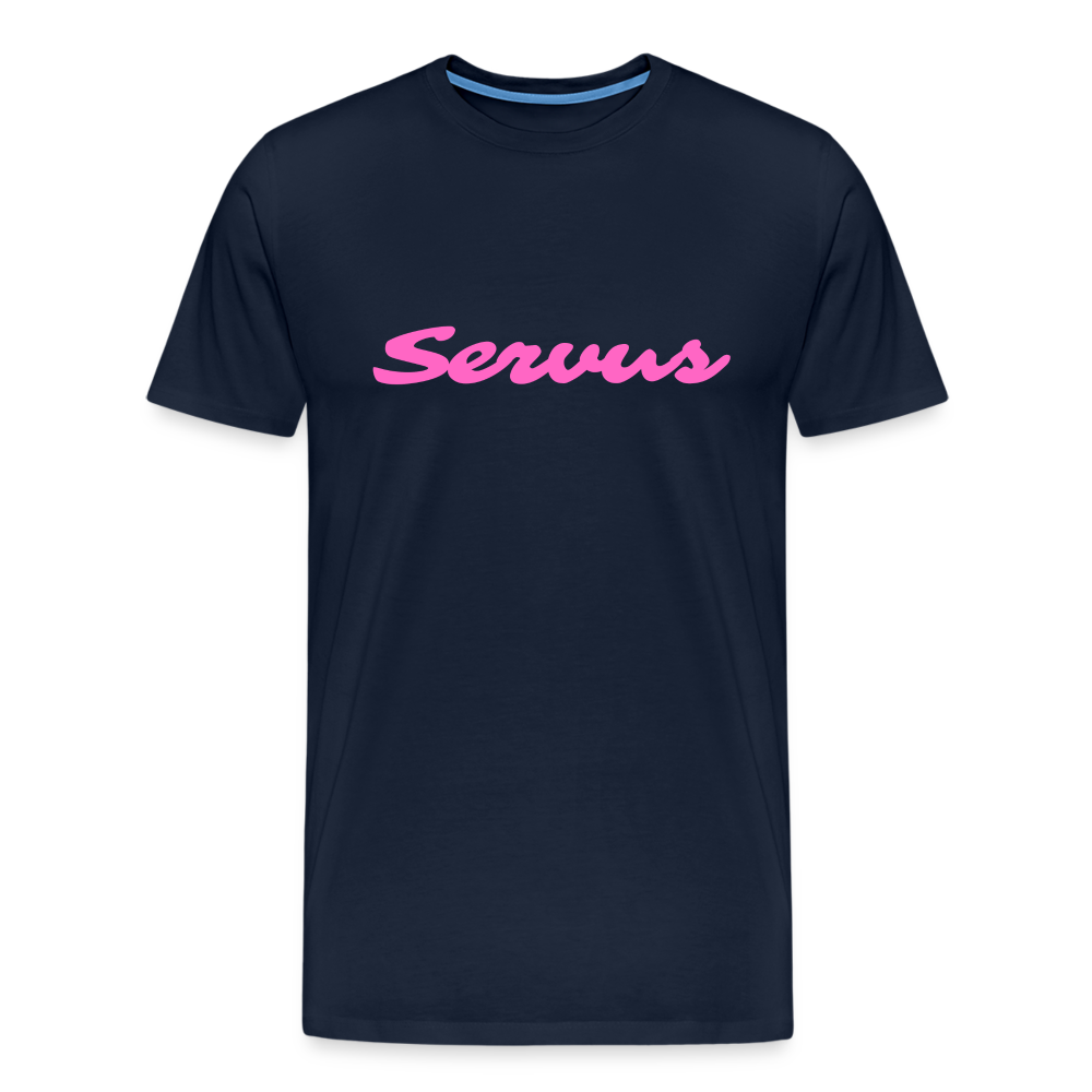 Servus (dt. Hallo) in pink, Männer Premium T-Shirt - Navy