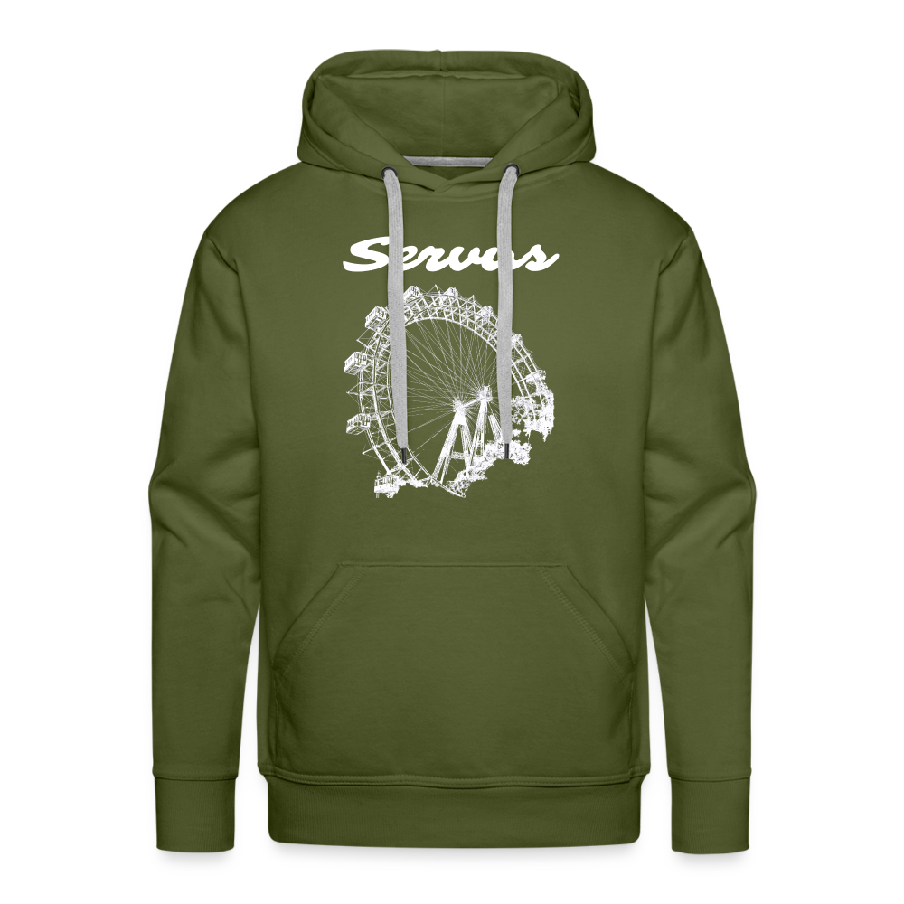 Servus (dt. Hallo) und Wiener Riesenrad in weiß, Männer Premium Hoodie - Olivgrün