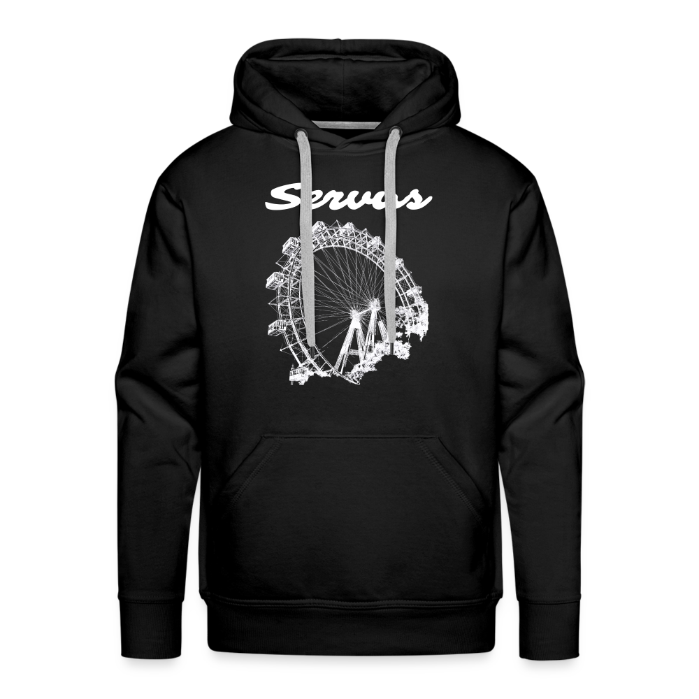 Servus (dt. Hallo) und Wiener Riesenrad in weiß, Männer Premium Hoodie - Schwarz