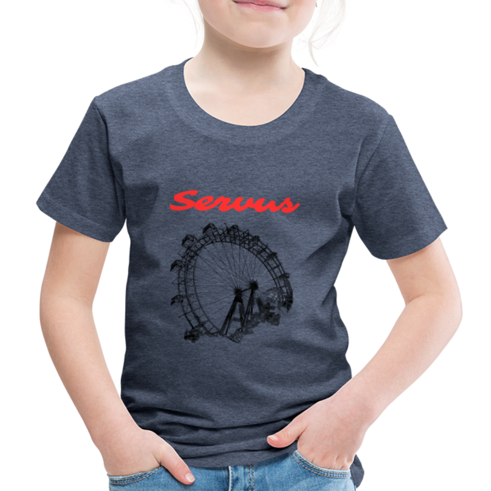 Servus (dt. Hallo) in rot & Wiener Riesenrad in schwarz, Kinder Premium T-Shirt - Blau meliert