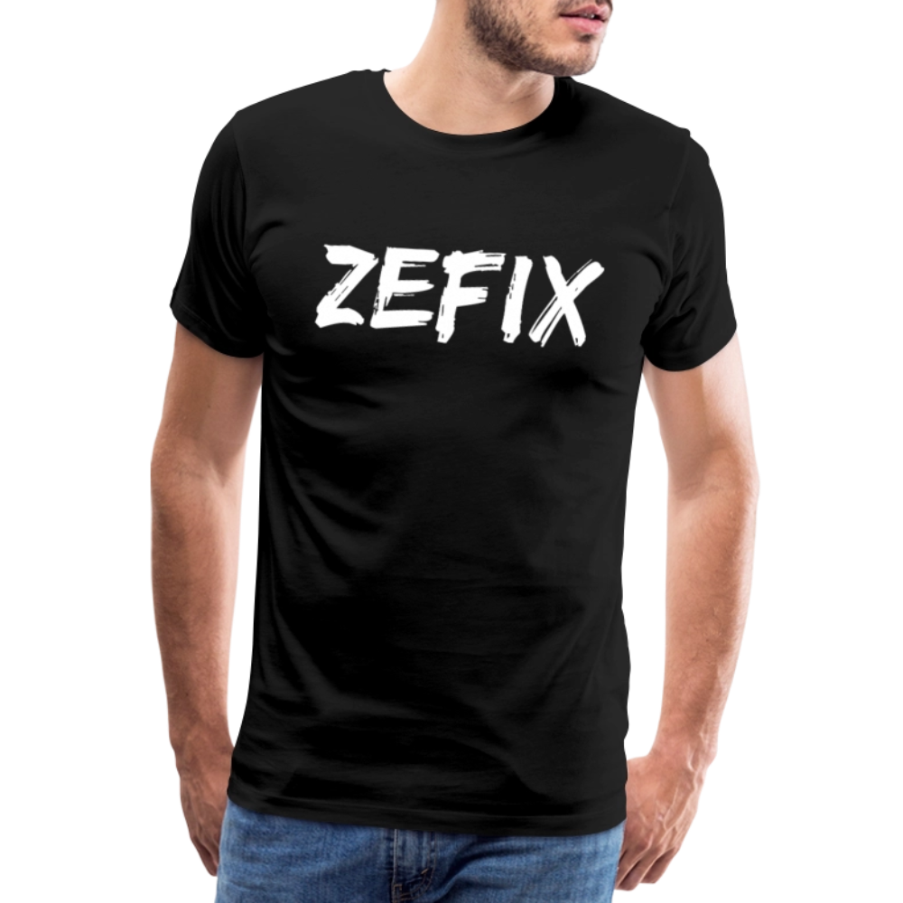 Zefix - Fluchen auf bayerisch in Bayern & Salzburg, Lustiger Spruch, Männer Premium T-Shirt - Schwarz