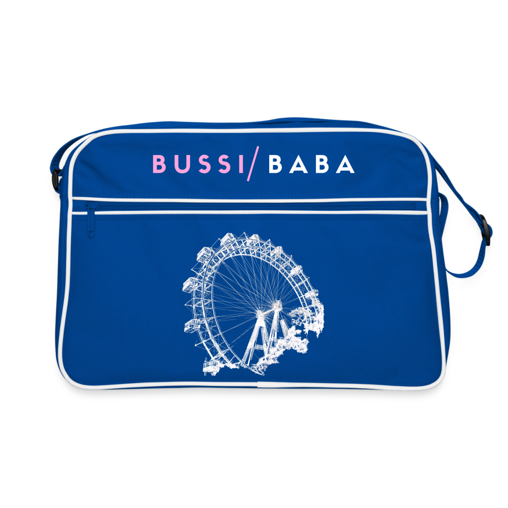 Bussi Baba rosa - Wiener Riesenrad in weiß, Retro Tasche - Blau/Weiß