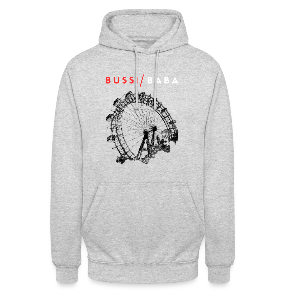 Bussi / Baba korallenrot- Unisex Kapuzenpulli - Hellgrau meliert
