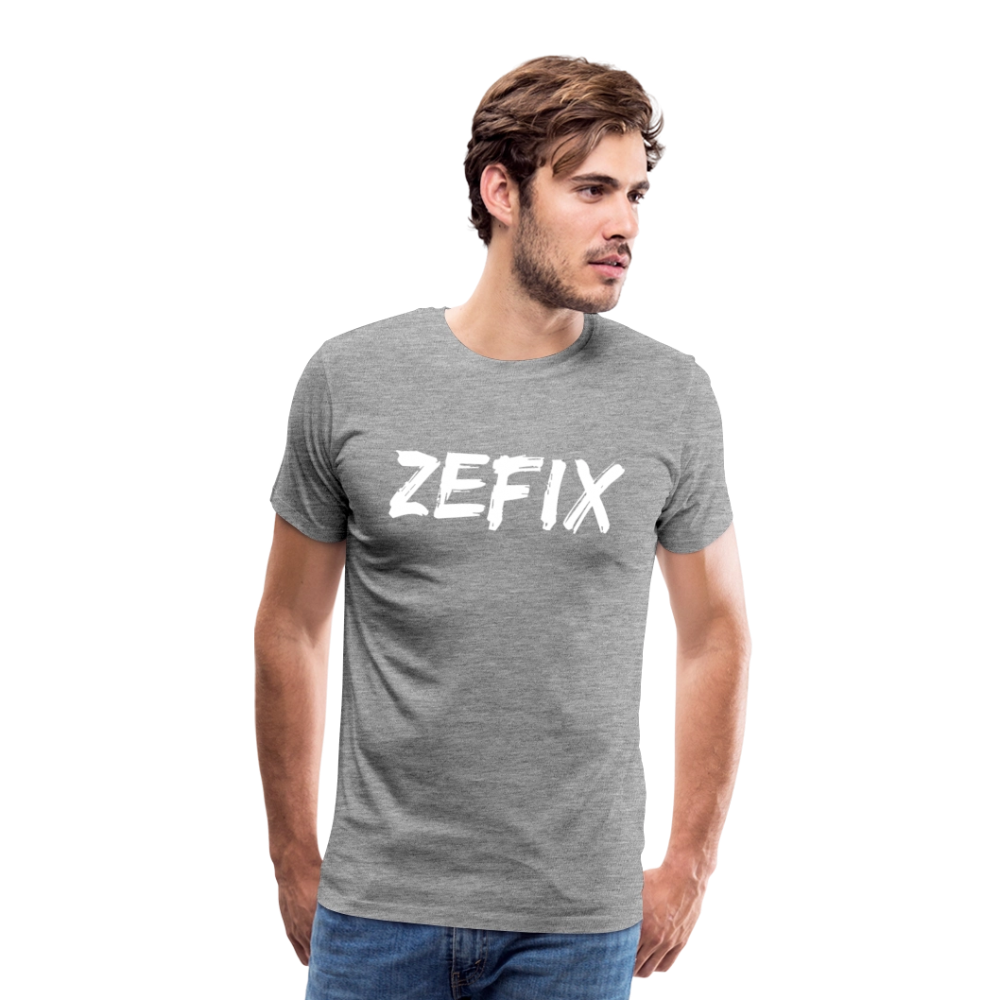 Zefix - Fluchen auf bayerisch in Bayern & Salzburg, Lustiger Spruch, Männer Premium T-Shirt - Grau meliert