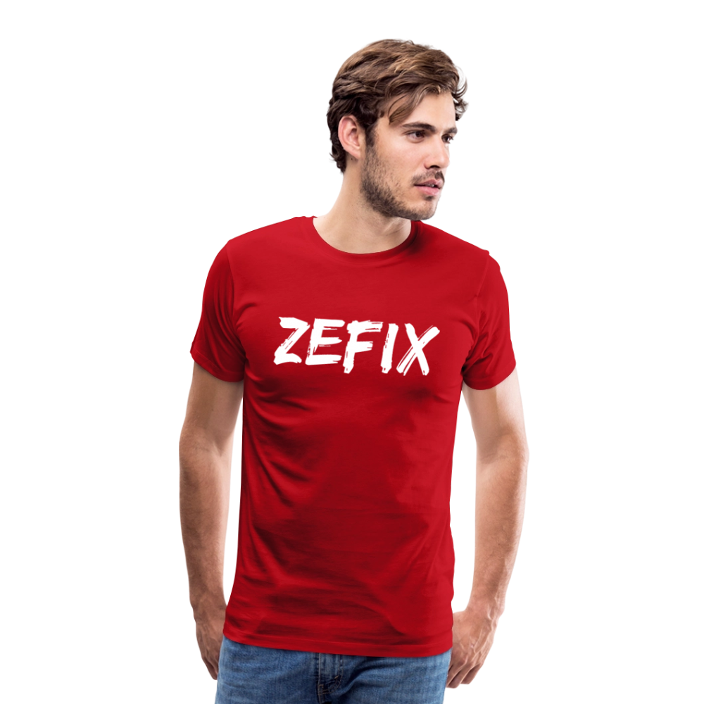 Zefix - Fluchen auf bayerisch in Bayern & Salzburg, Lustiger Spruch, Männer Premium T-Shirt - Rot