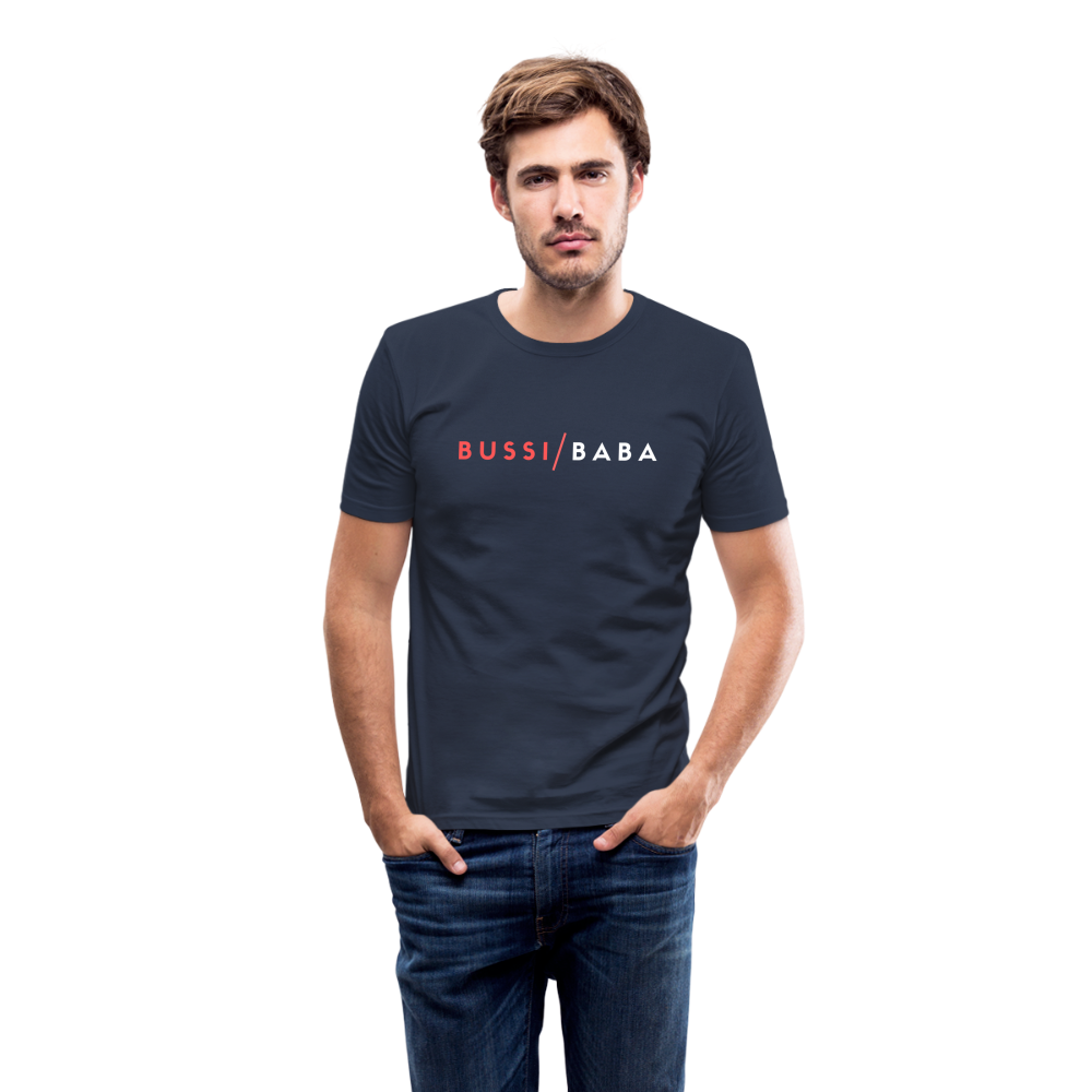 Bussi / Baba korallenrot, Männer Slim Fit T-Shirt - Navy