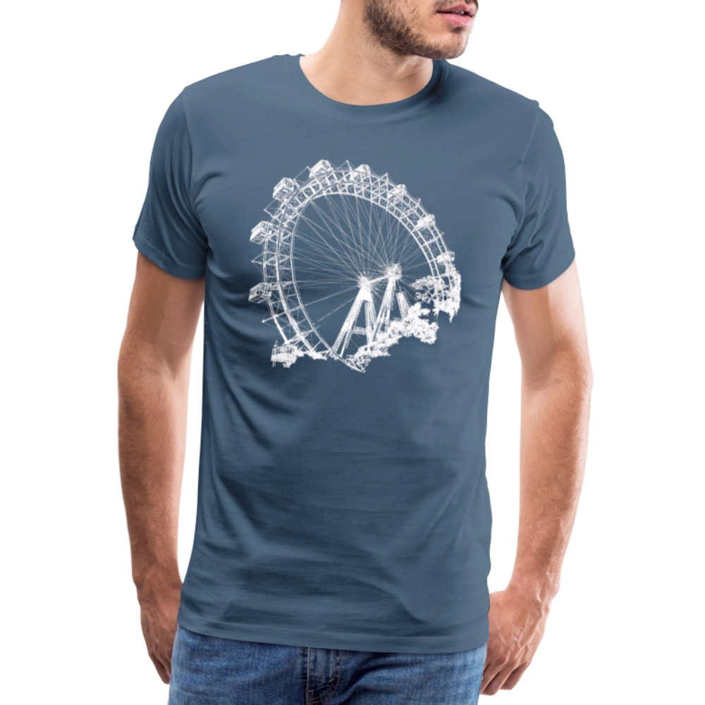 Wiener Riesenrad weiß - Männer Premium T-Shirt - Blaugrau