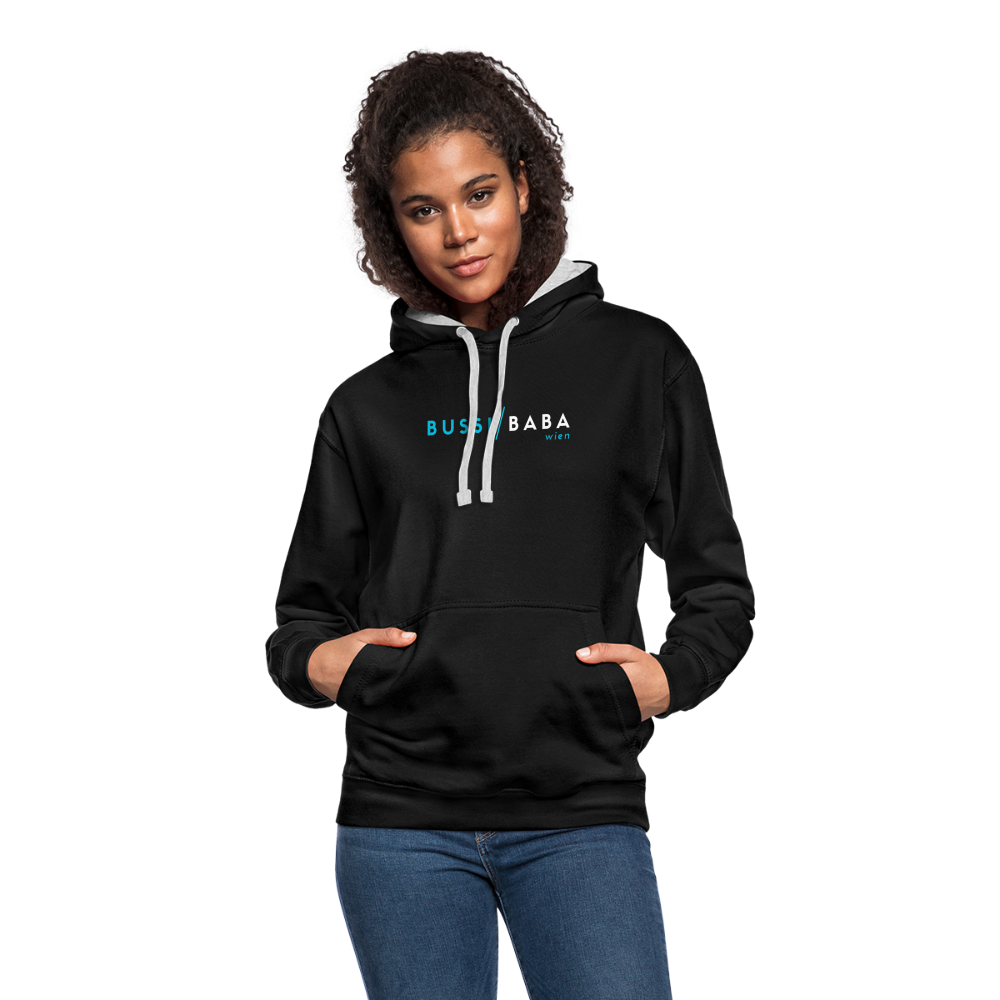 Bussi / Baba Wien, Kontrast-Hoodie - Schwarz/Grau meliert