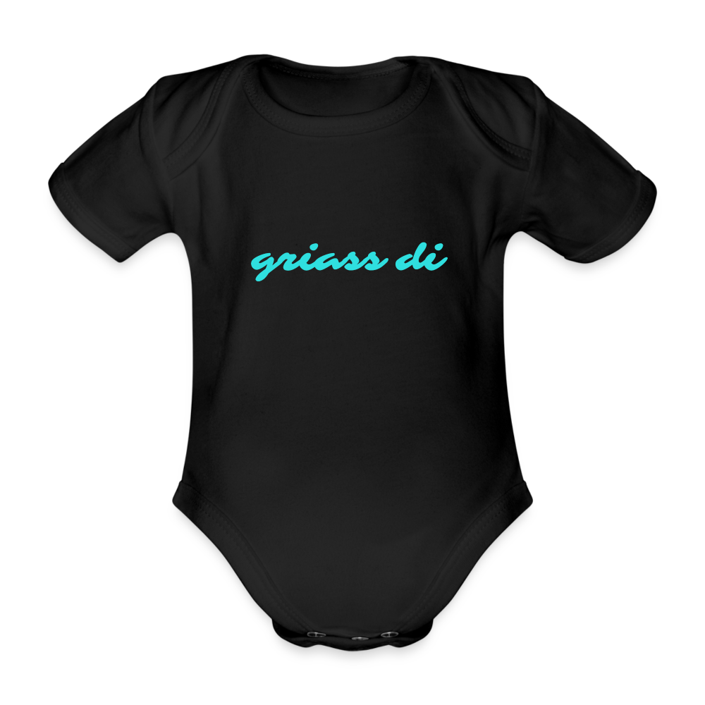 griass di - grüß dich, Bio Baby-Body (kurzarm) - Schwarz
