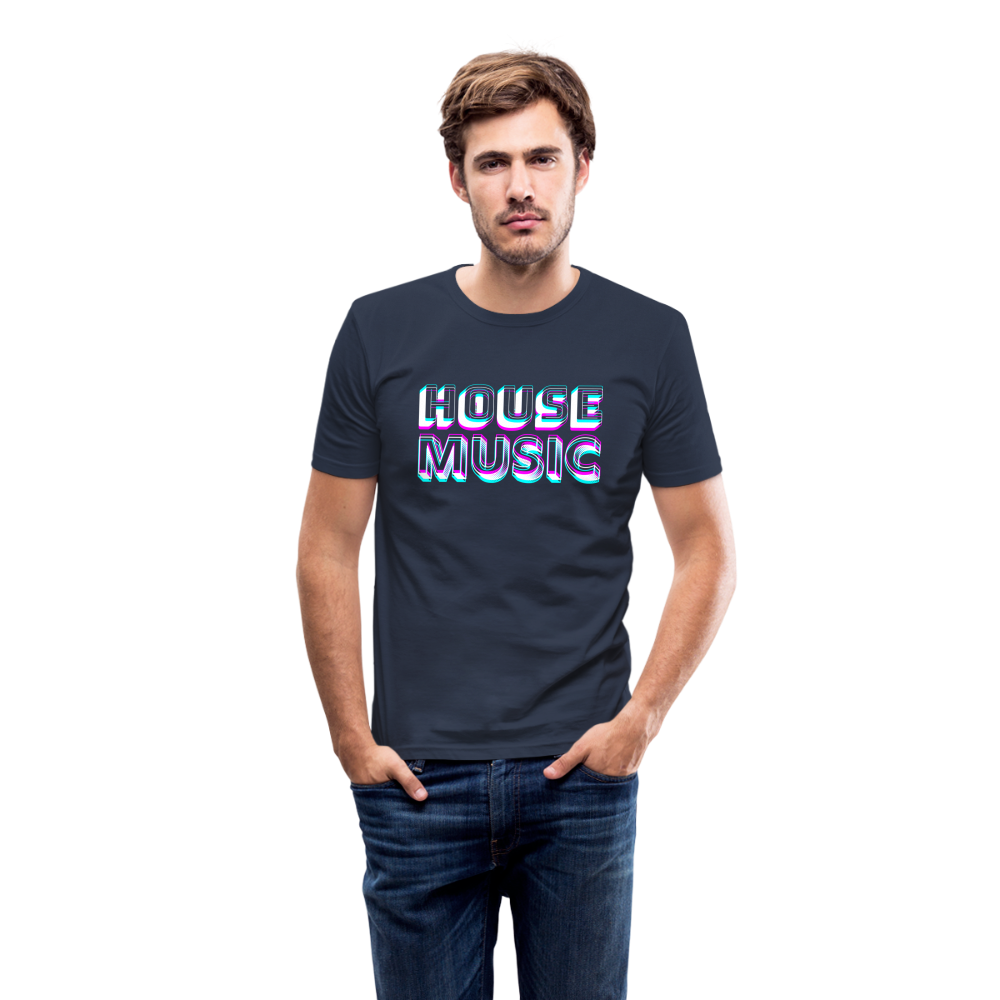 HOUSE MUSIC, Männer Slim Fit T-Shirt - Navy