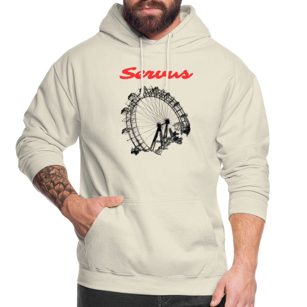 Servus (dt. Hallo) in rot & Wiener Riesenrad in schwarz, Hoodie/ Kapuzenpulli - Vanille-Milchshake