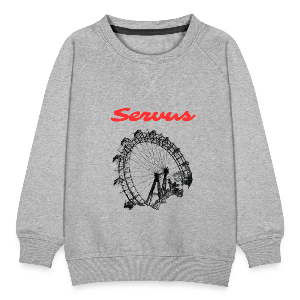 Servus (dt. Hallo) in rot & Wiener Riesenrad in schwarz, Kinder Premium Pullover - Grau meliert