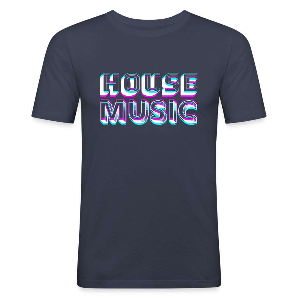 HOUSE MUSIC, Männer Slim Fit T-Shirt - Navy