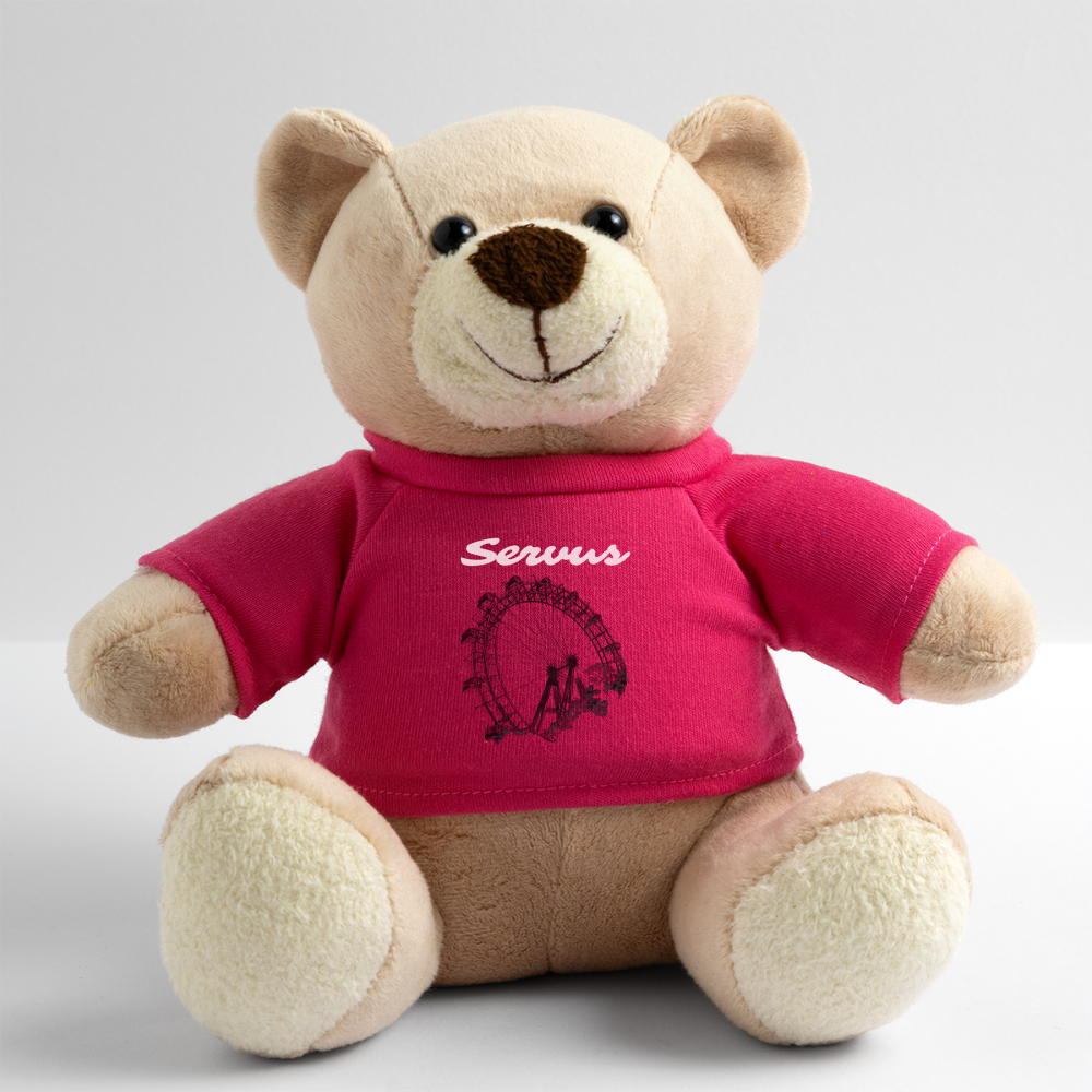 Servus (dt. Hallo) in weiß und Wiener Riesenrad in schwarz, Teddy - Pink