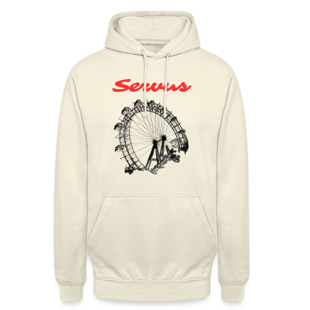Servus (dt. Hallo) in rot & Wiener Riesenrad in schwarz, Hoodie/ Kapuzenpulli - Vanille-Milchshake