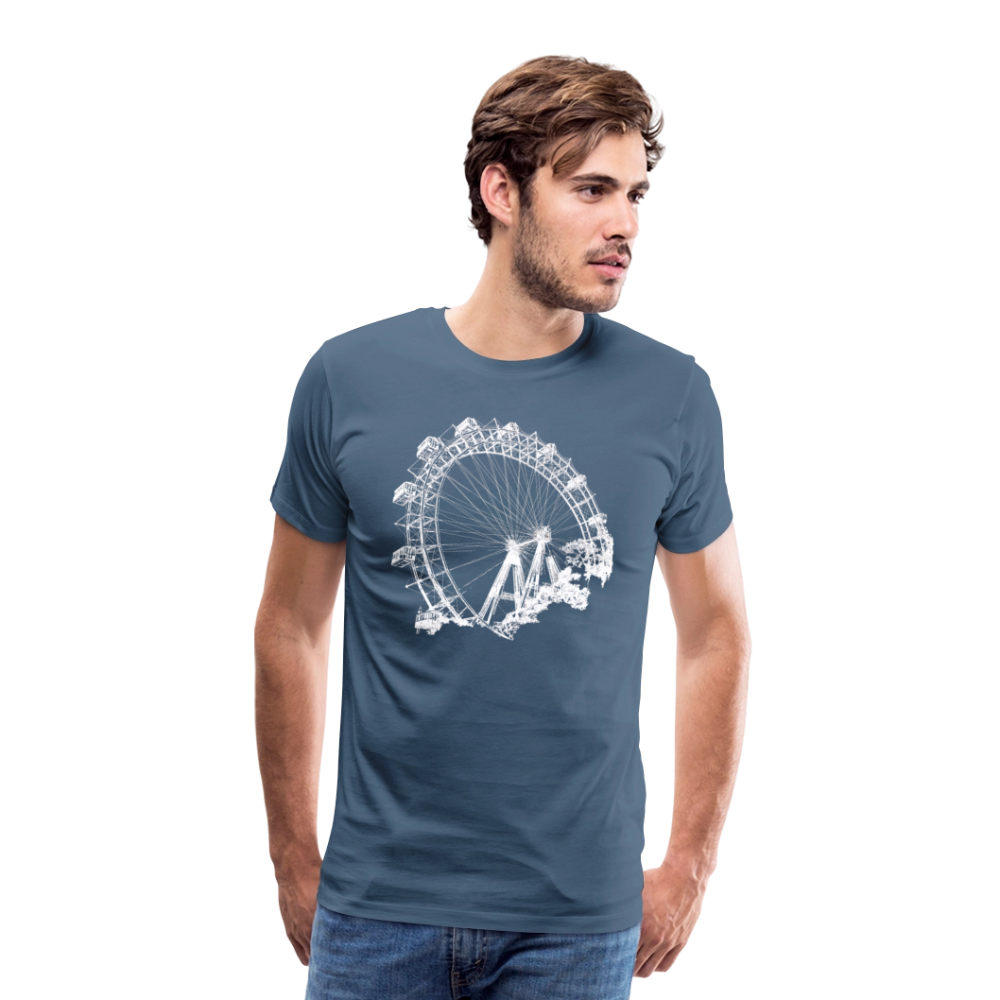 Wiener Riesenrad weiß - Männer Premium T-Shirt - Blaugrau