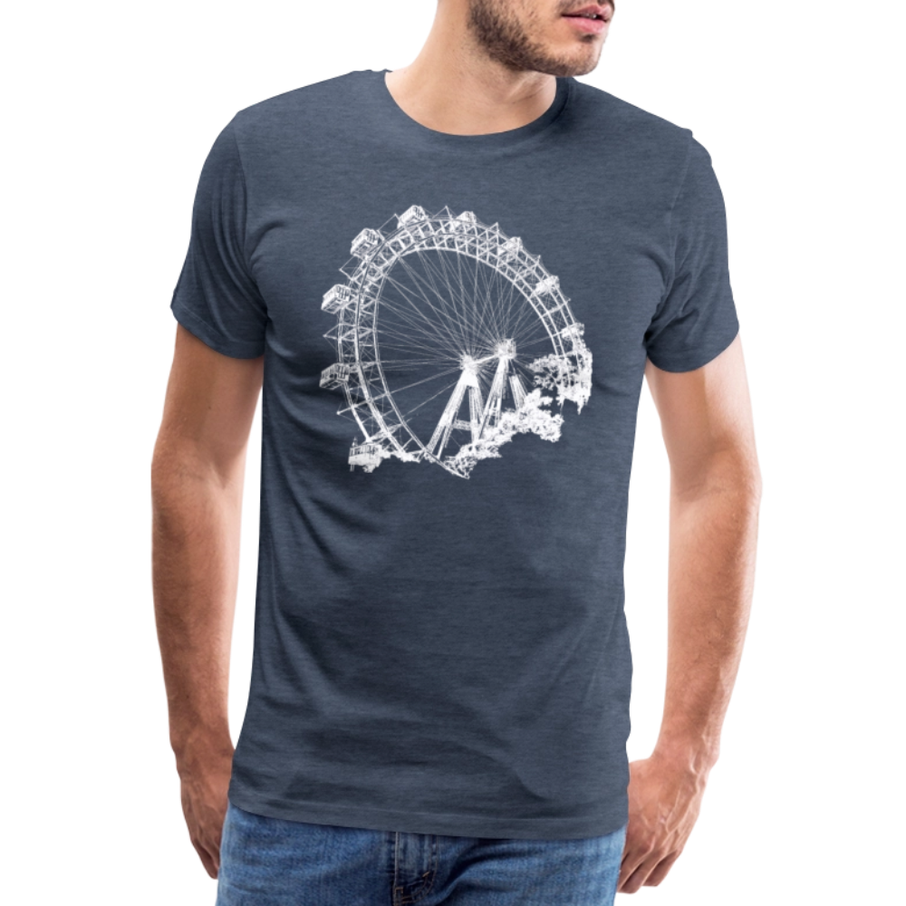 Wiener Riesenrad weiß - Männer Premium T-Shirt - Blau meliert