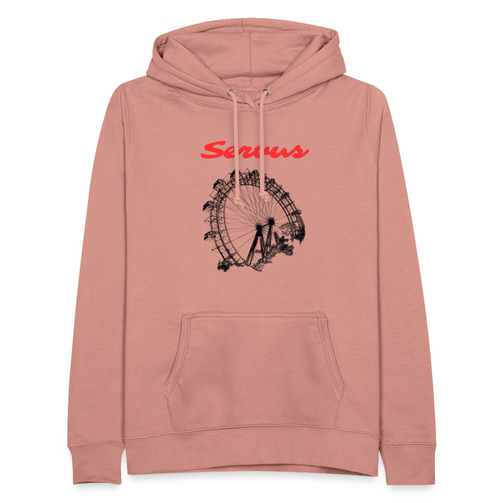 Servus (dt. Hallo) in rot & Wiener Riesenrad in schwarz, Taillierter Frauen Hoodie/ Kapuzenpullover - Altrosa
