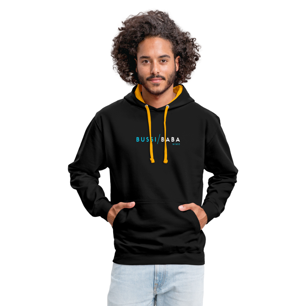 Bussi / Baba Wien, Kontrast-Hoodie - Schwarz/Gold