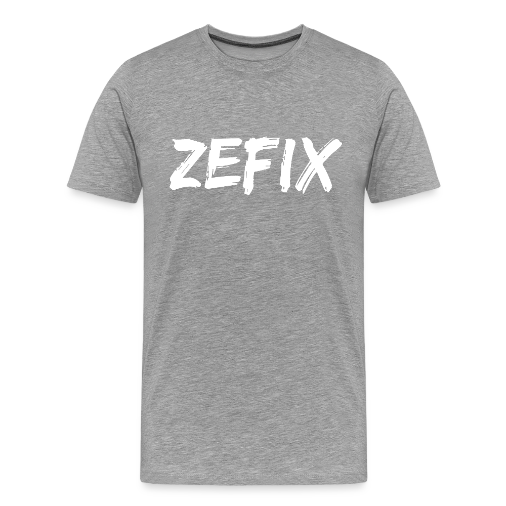 Zefix - Fluchen auf bayerisch in Bayern & Salzburg, Lustiger Spruch, Männer Premium T-Shirt - Grau meliert
