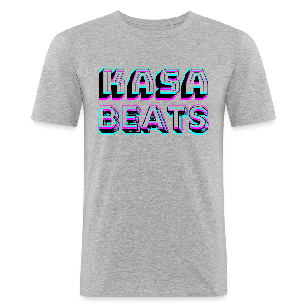 KASA BEATS, funky 3D letters - Optische Täuschung, Männer Slim Fit T-Shirt - Grau meliert