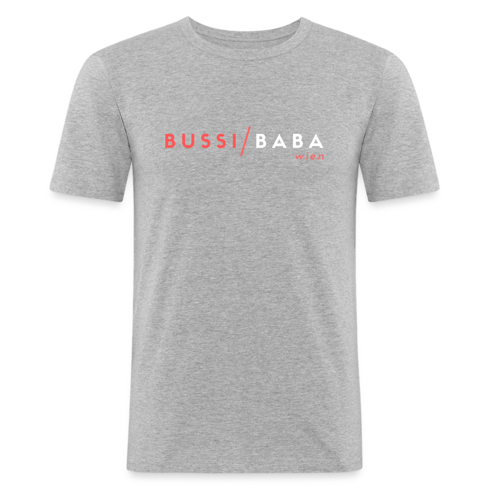 Bussi / Baba Wien korallenrot, Männer Slim Fit T-Shirt - Grau meliert