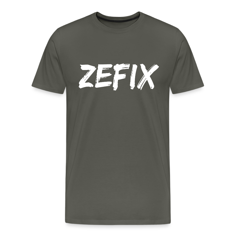 Zefix - Fluchen auf bayerisch in Bayern & Salzburg, Lustiger Spruch, Männer Premium T-Shirt - Asphalt