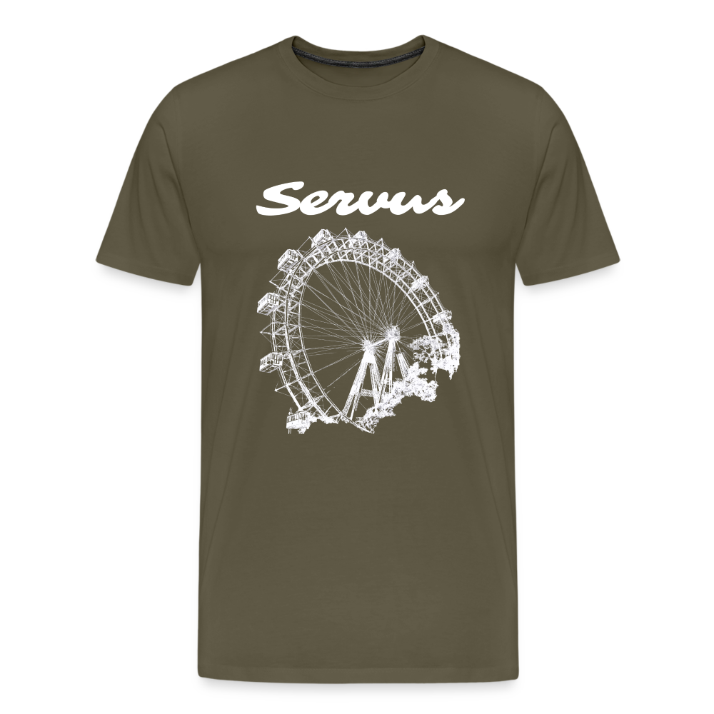 Servus (dt. Hallo) und Wiener Riesenrad in weiß, Männer Premium T-Shirt - Khaki