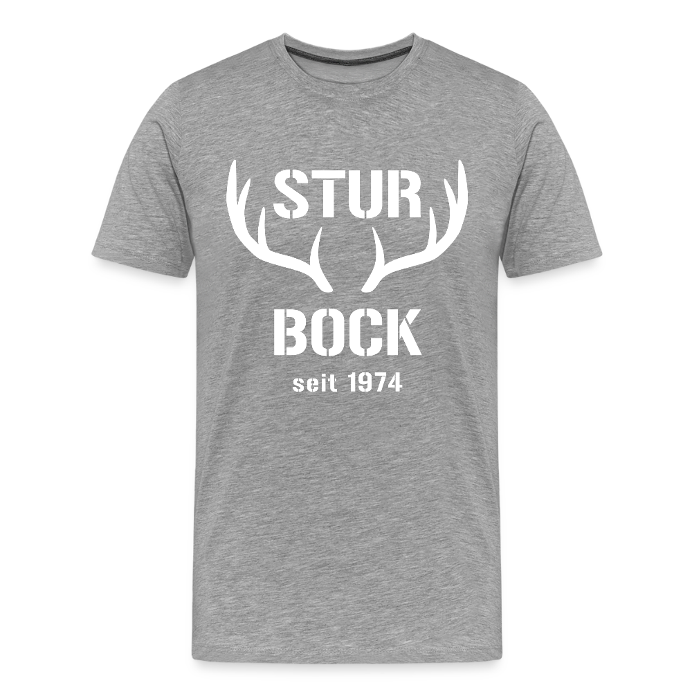 Sturbock, zum Geburtstag, Jahreszahl zum selber eintragen, Männer Premium T-Shirt - Grau meliert