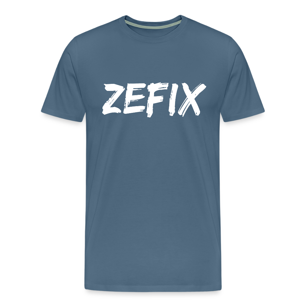 Zefix - Fluchen auf bayerisch in Bayern & Salzburg, Lustiger Spruch, Männer Premium T-Shirt - Blaugrau