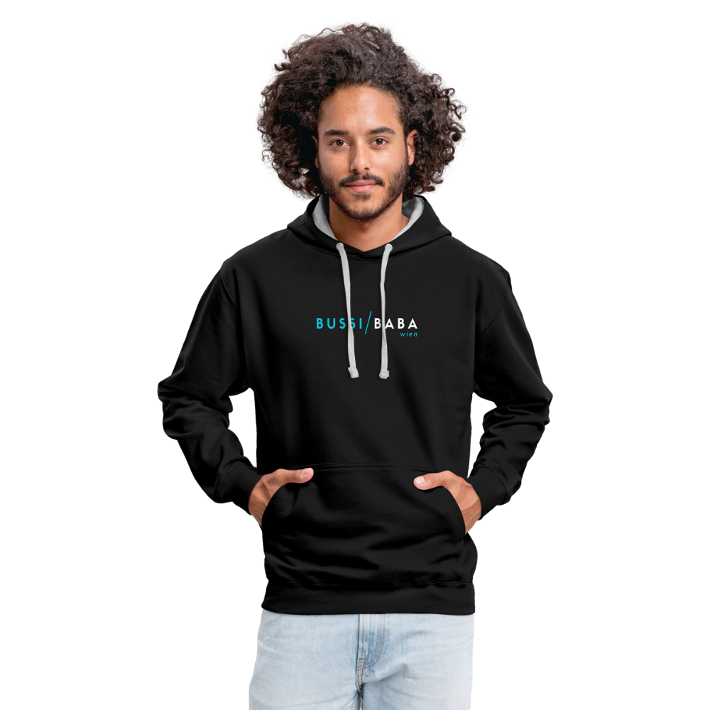 Bussi / Baba Wien, Kontrast-Hoodie - Schwarz/Grau meliert