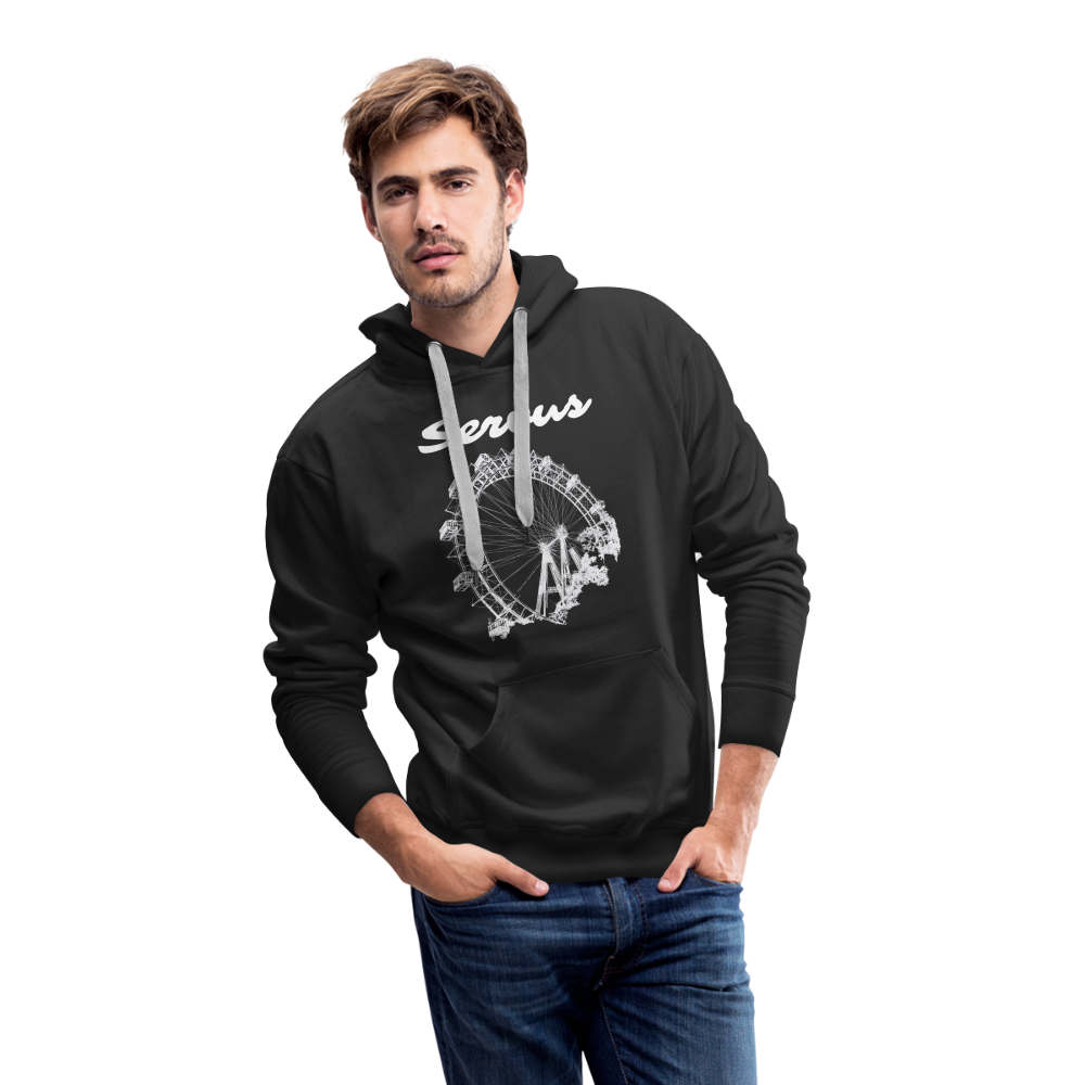 Servus (dt. Hallo) und Wiener Riesenrad in weiß, Männer Premium Hoodie - Schwarz