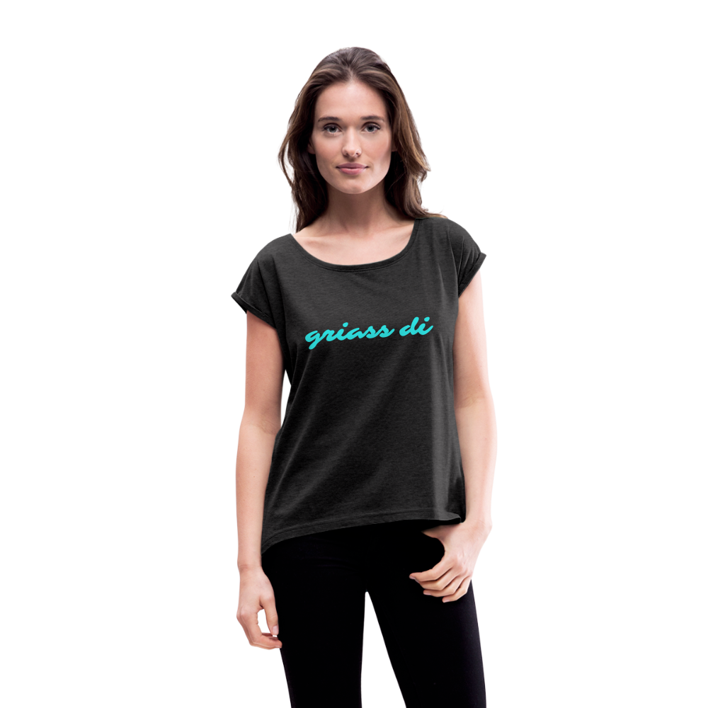 griass di, Lockeres Frauen T-Shirt - Schwarz meliert