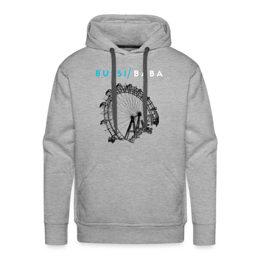 Bussi Baba hellblau - Wiener Riesenrad in schwarz, Männer Premium Hoodie - Grau meliert