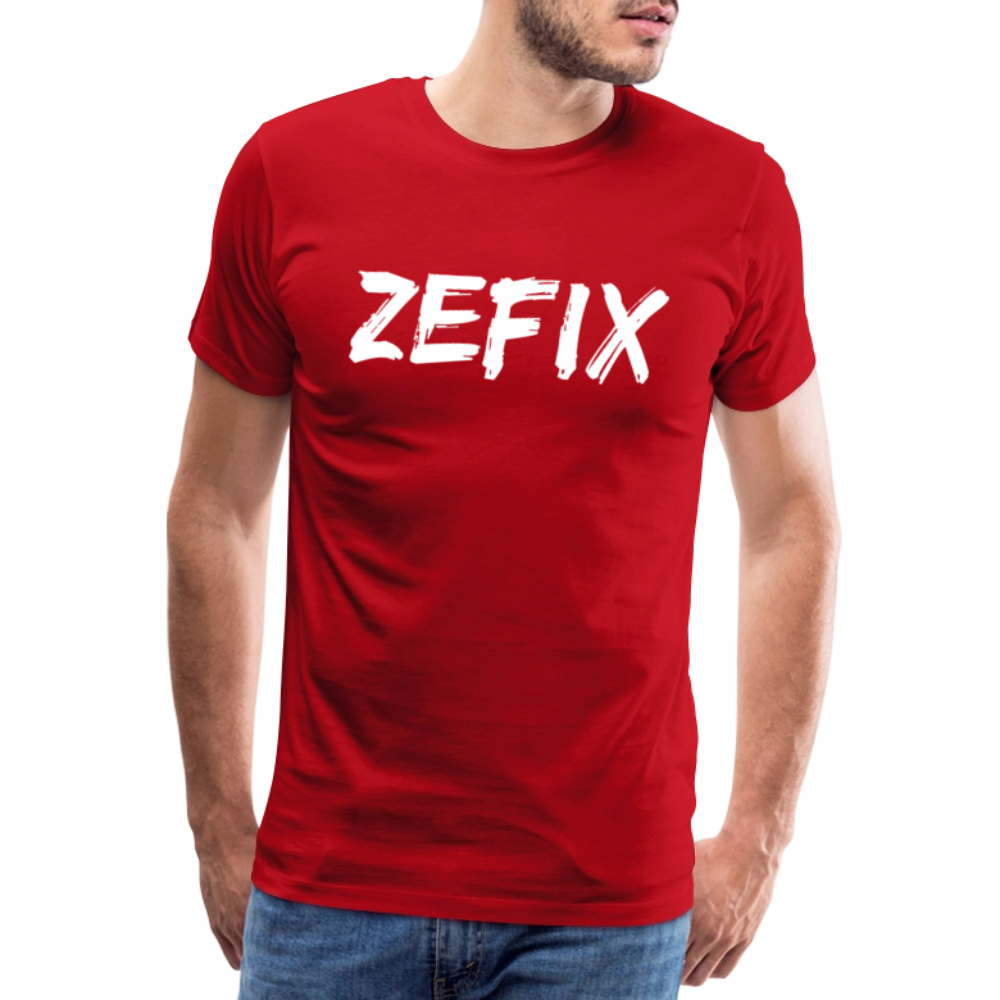 Zefix - Fluchen auf bayerisch in Bayern & Salzburg, Lustiger Spruch, Männer Premium T-Shirt - Rot