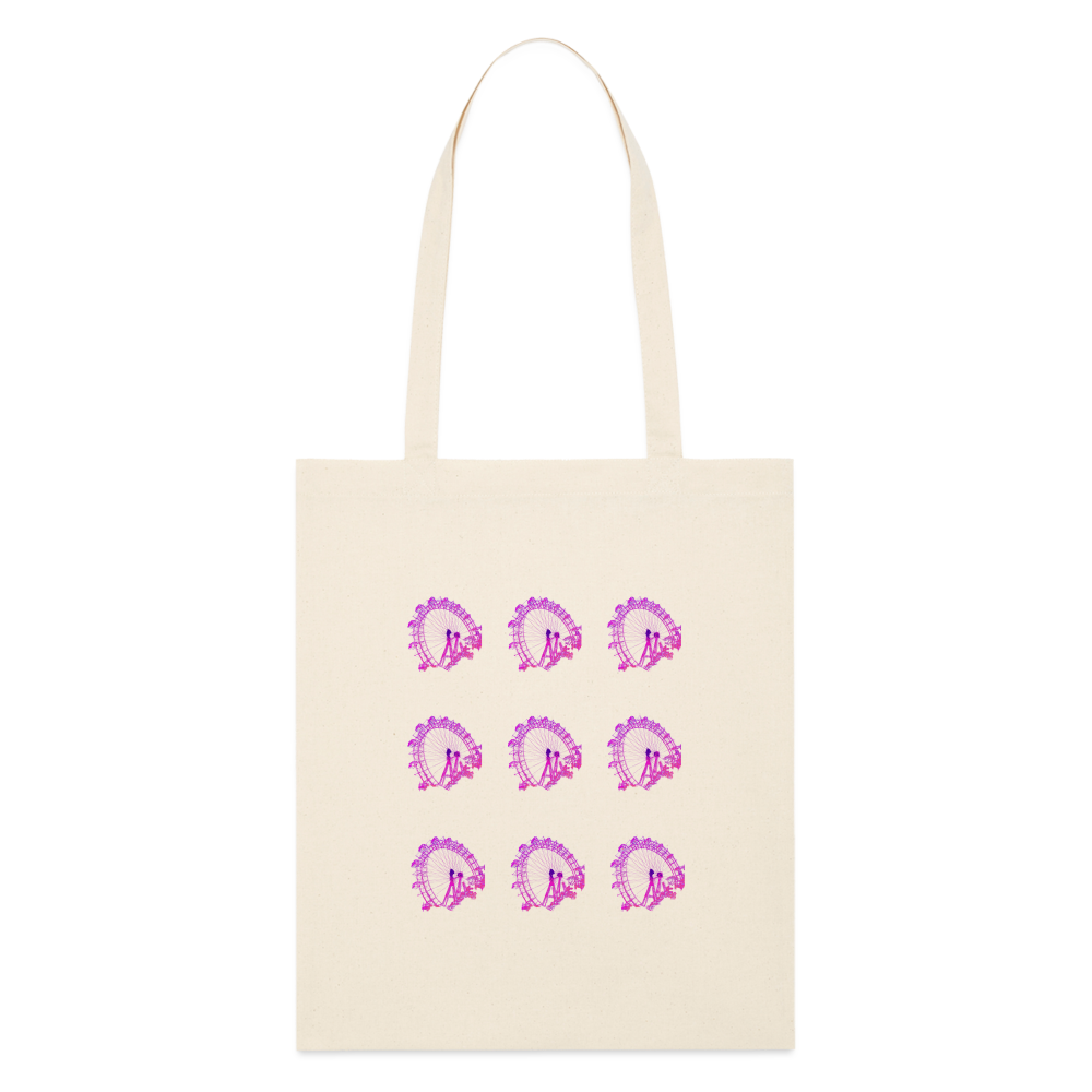 Wiener Riesenrad - 3x3 kleine Riesenräder in pink, Stanley/Stella Bio-Stofsackerll - Naturweiß