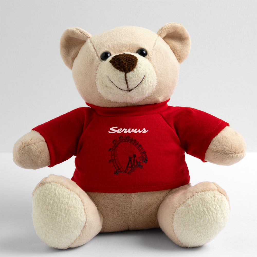 Servus (dt. Hallo) in weiß und Wiener Riesenrad in schwarz, Teddy - Rot