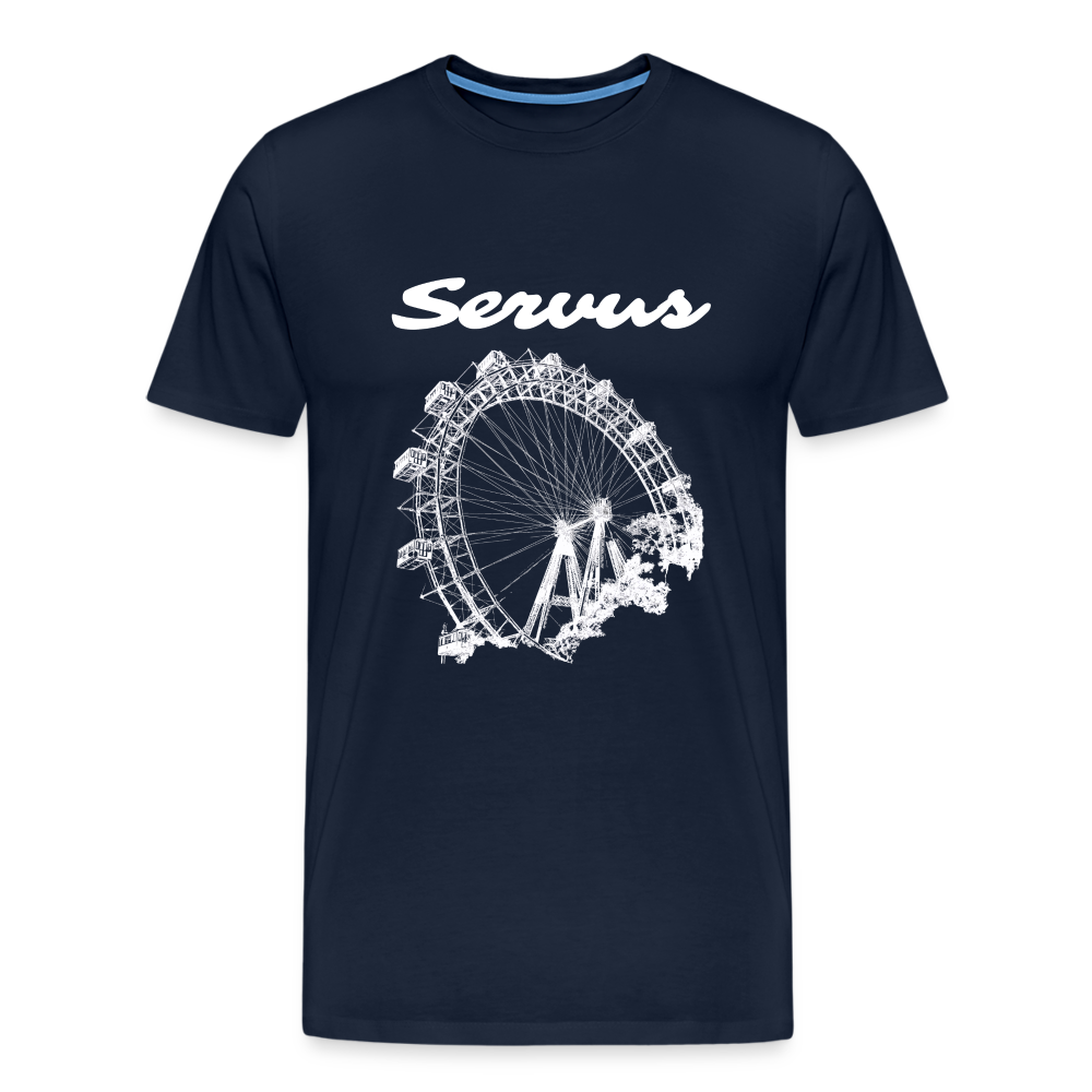 Servus (dt. Hallo) und Wiener Riesenrad in weiß, Männer Premium T-Shirt - Navy