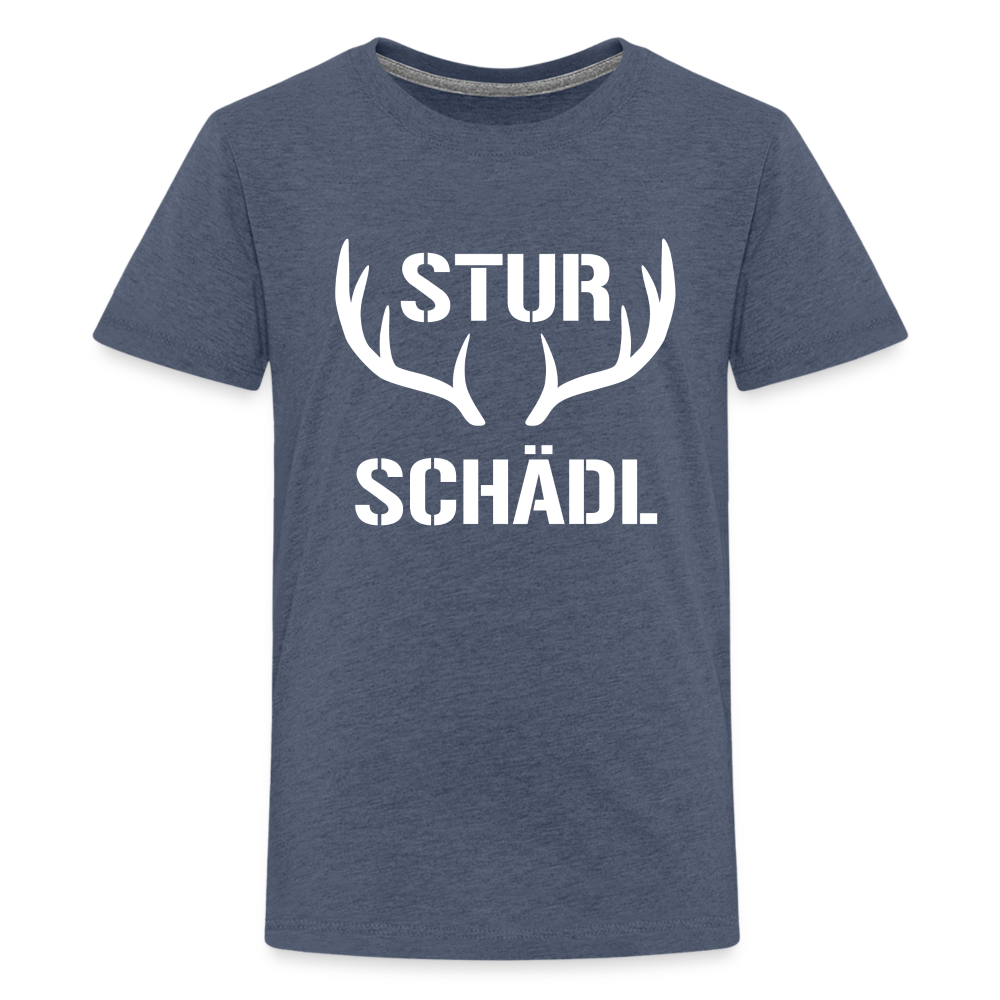 Sturschädl, Teenager (10 - 12 Jahre) Premium T-Shirt - Blau meliert