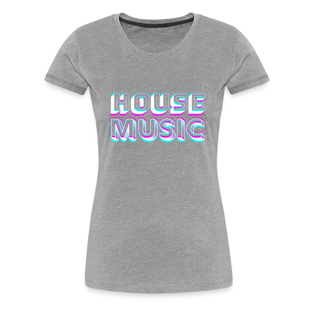 HOUSE MUSIC, Frauen Premium T-Shirt - Grau meliert