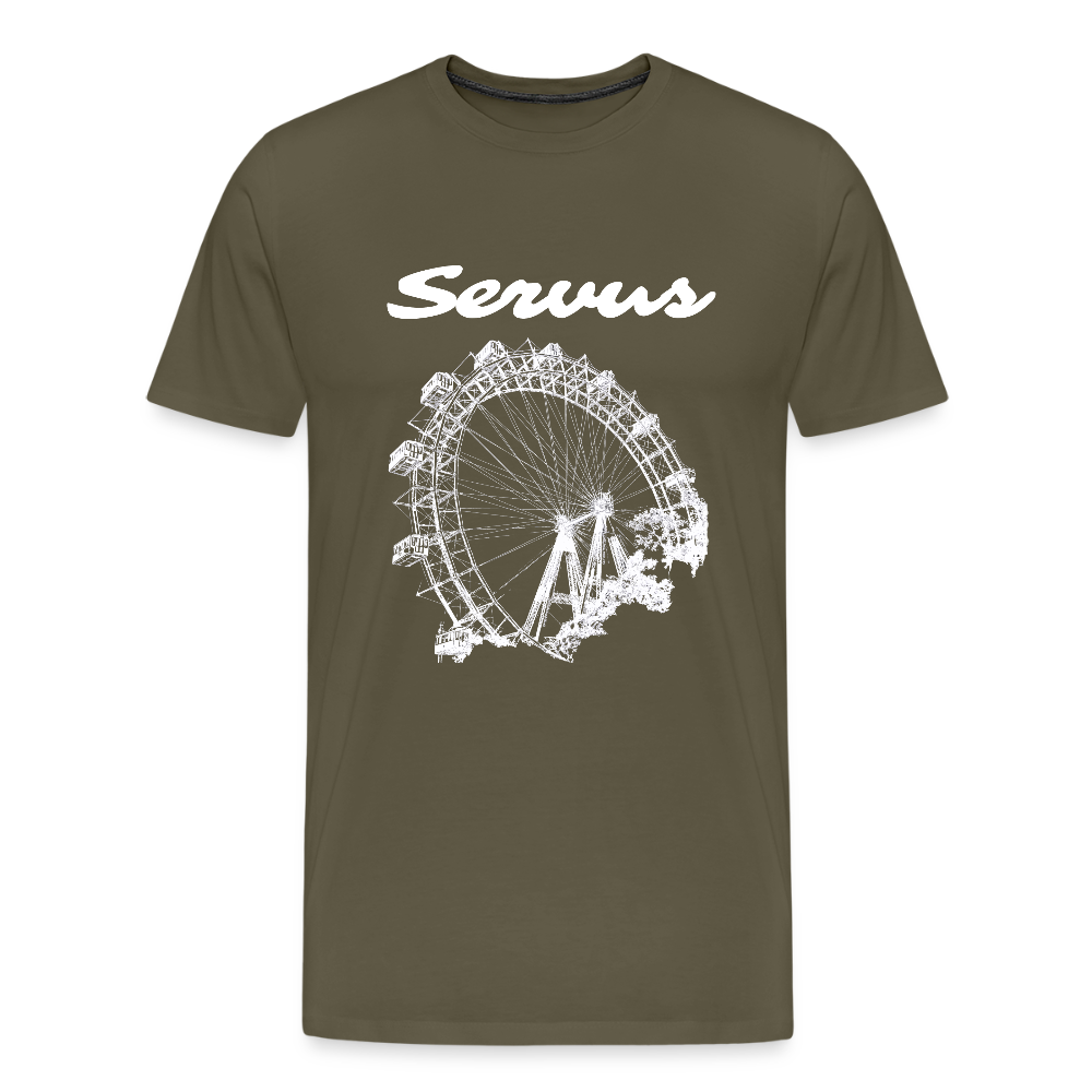 Servus (dt. Hallo) und Wiener Riesenrad in weiß, Männer Premium T-Shirt - Khaki
