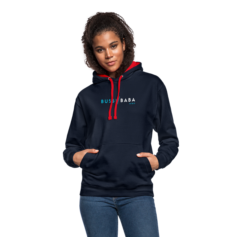 Bussi / Baba Wien, Kontrast-Hoodie - Navy/Rot
