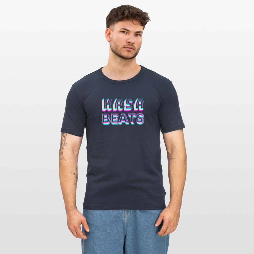 KASA BEATS - funky 3D letters, Men/ Männer Slim Fit T-Shirt - Navy